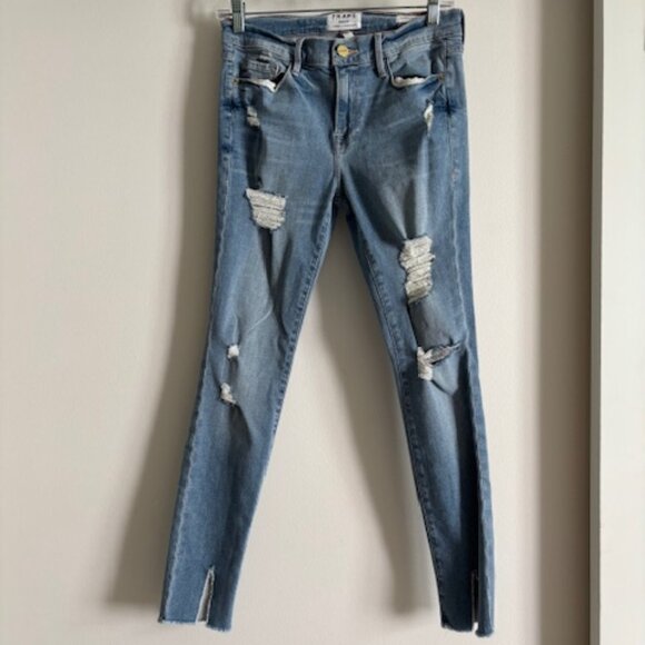 FRAME Denim Le Skinny de Jeanne Highgate Distressed Jeans size 28 - Picture 4 of 9